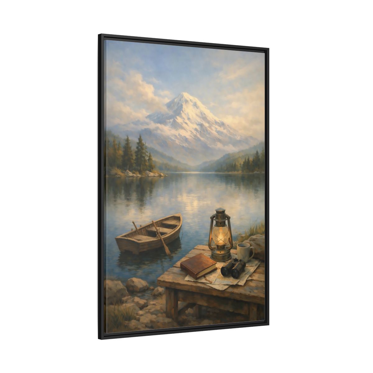 Main Mockup. Nature Mountain Lake Mountain Lake Scene shown as stretched canvas wall art