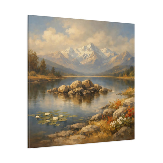Main Mockup. Nature Mountain Lake Mountain Lake Scenic shown as stretched canvas wall art