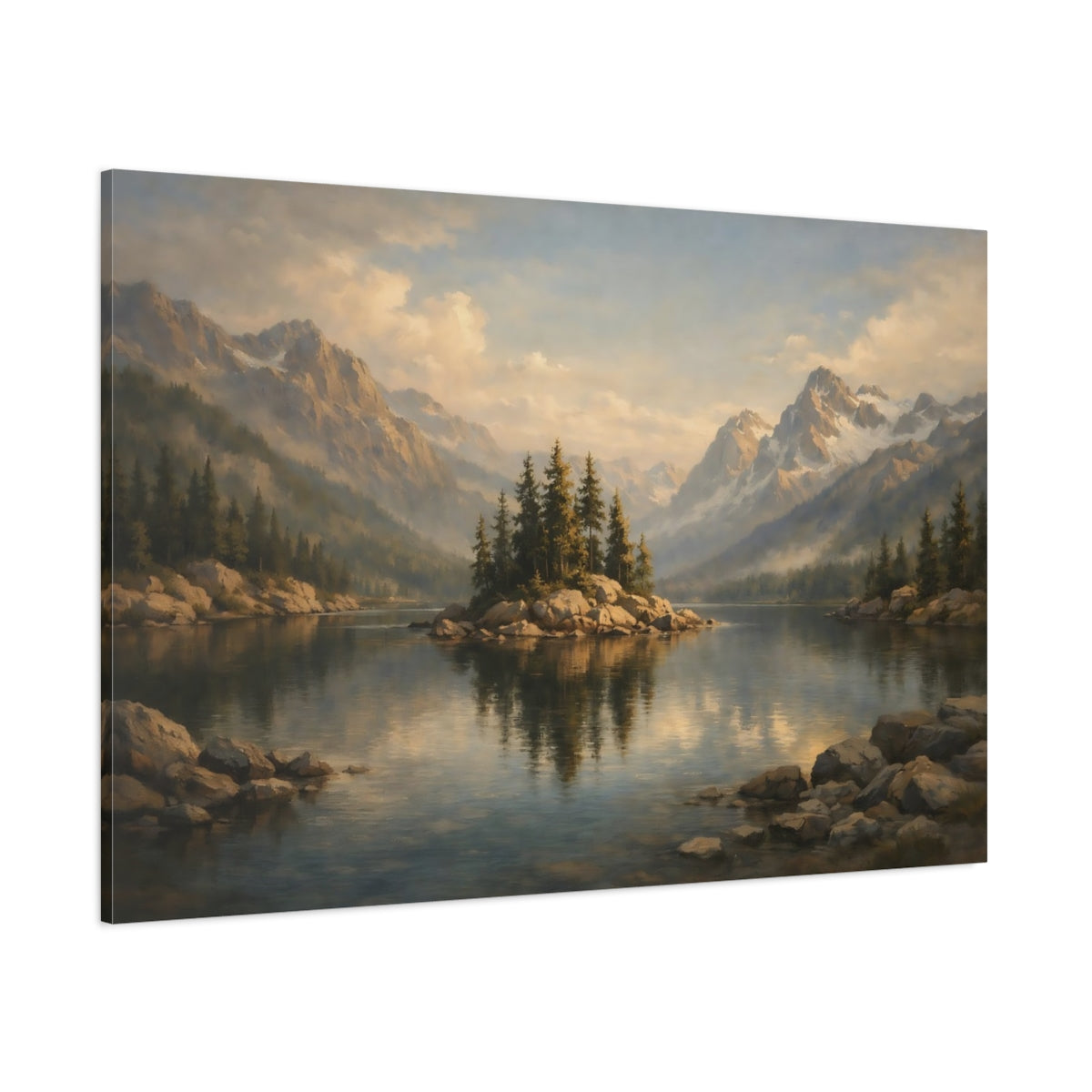 Main Mockup. Nature Mountain Lake Mountain Lake Scenic shown as stretched canvas wall art