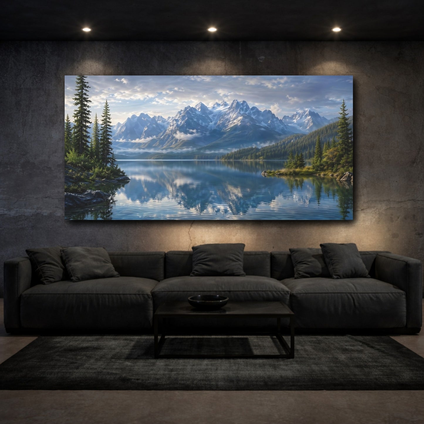 Mockup 2. Nature Mountain Lake Mountain Lake Scenic shown as stretched canvas wall art