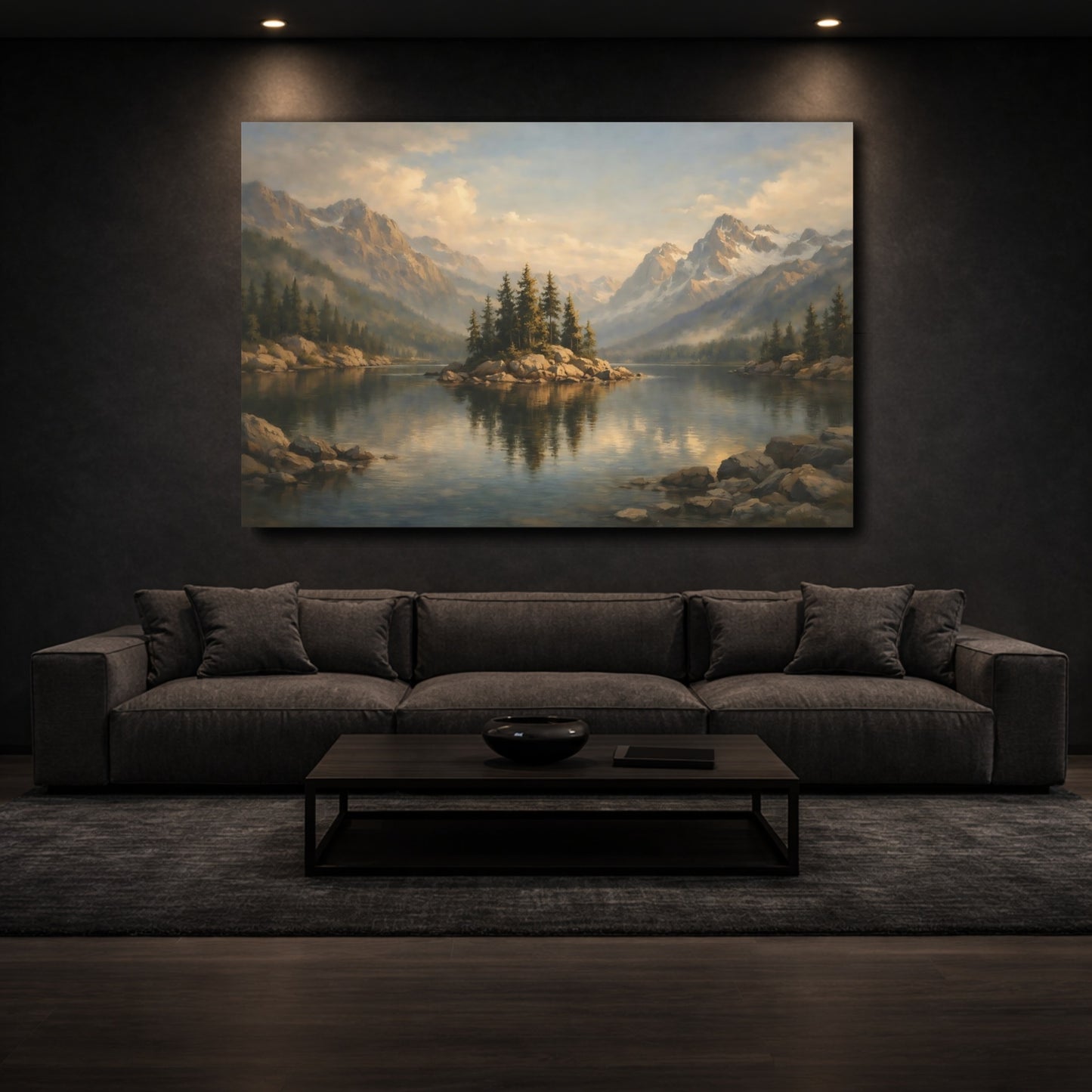 Mockup 2. Nature Mountain Lake Mountain Lake Scenic shown as stretched canvas wall art
