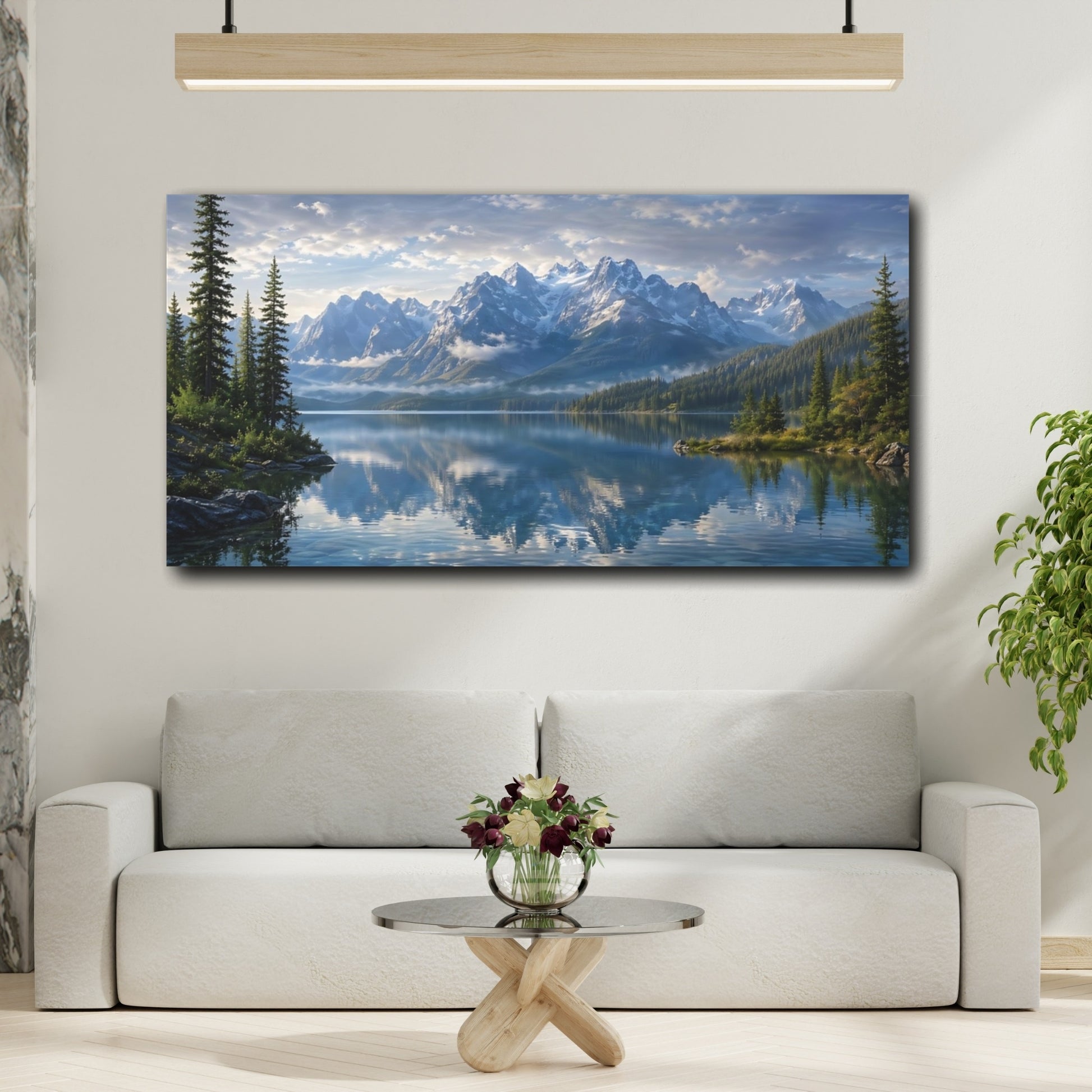 Mockup 3. Nature Mountain Lake Mountain Lake Scenic shown as stretched canvas wall art