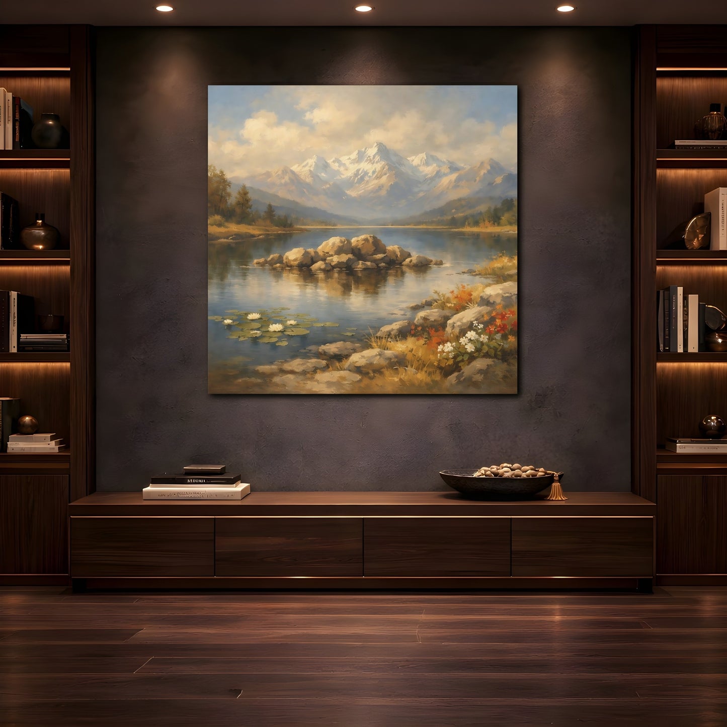 Mockup 4. Nature Mountain Lake Mountain Lake Scenic shown as stretched canvas wall art