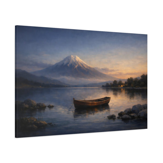 Main Mockup. Nature Mountain Lake Mountain Lake Sunset shown as stretched canvas wall art
