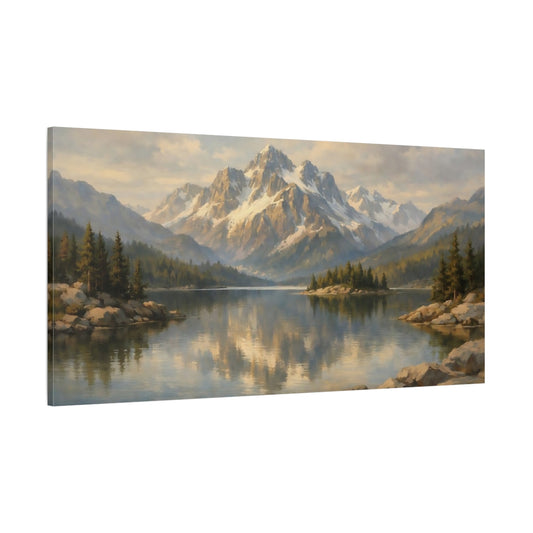 Main Mockup. Nature Mountain Lake Mountain Lake Vista shown as stretched canvas wall art