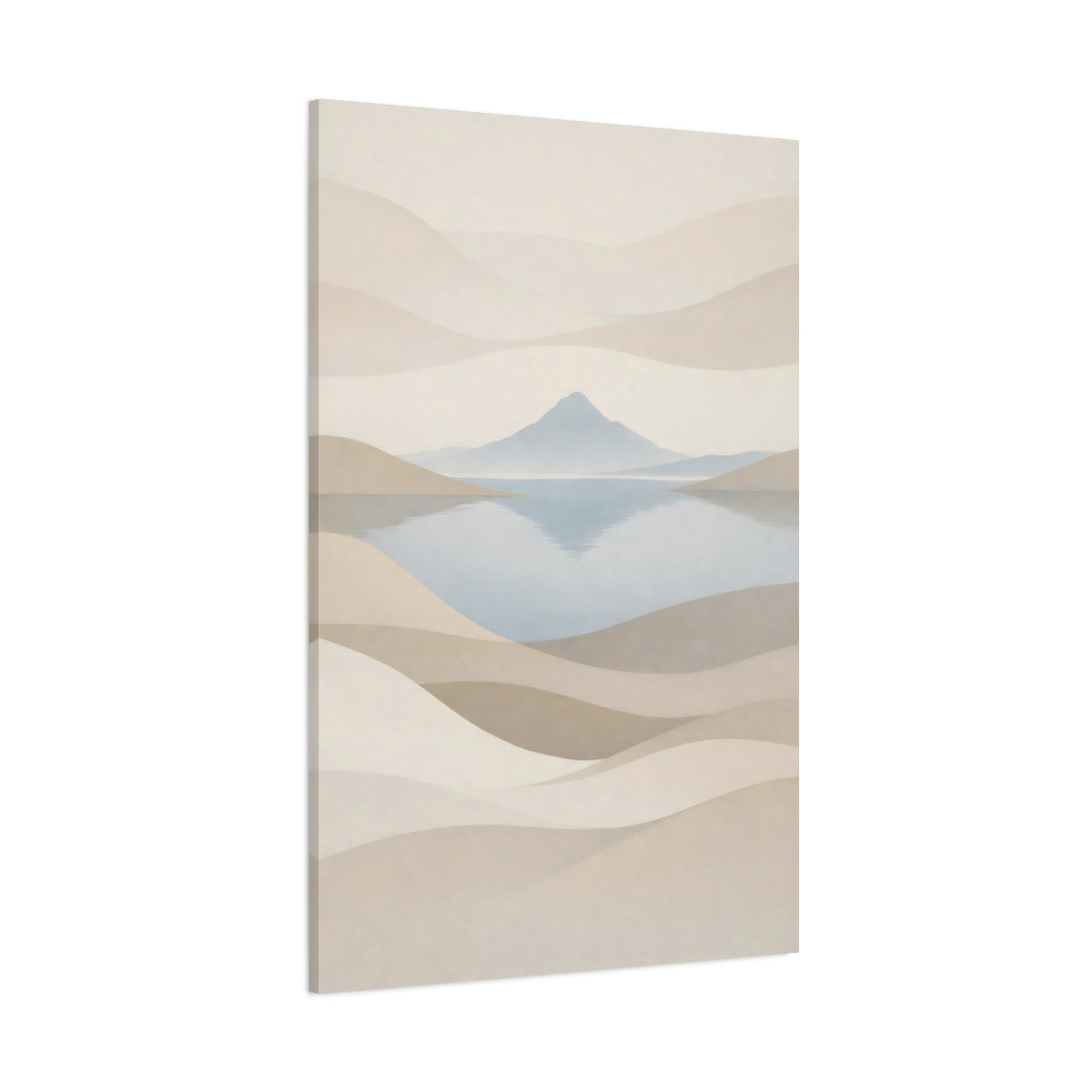 Main Mockup. Nature Mountain Lake Neutral Landscape shown as stretched canvas wall art