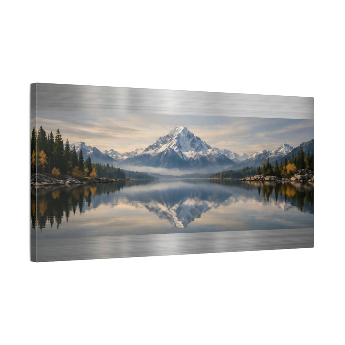 Side Mockup 2. Nature Mountain Lake Mountain Lake Reflection shown as stretched canvas wall art