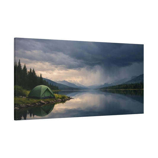 Nature Mountain Lake Stormy - Canvas Wall Art Print - YesArtYes