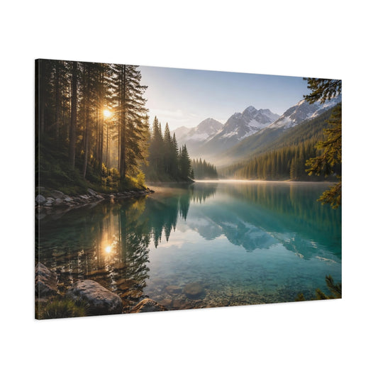 Nature Mountain Lake Turquoise Mountain Lake shown as stretched canvas wall art