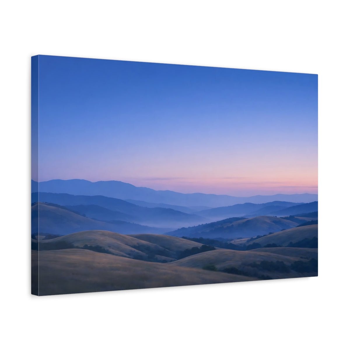 Nature Mountain Landscape Blue And Gold - Canvas Wall Art Print - YesArtYes