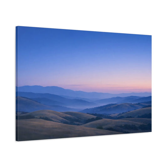 Nature Mountain Landscape Blue And Gold - Canvas Wall Art Print - YesArtYes