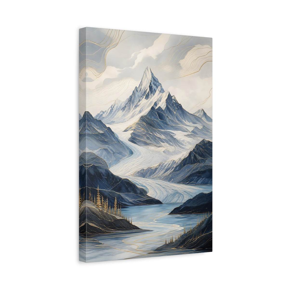Side Mockup 4. Nature Mountain Landscape Blue Mountain Landscape shown as stretched canvas wall art