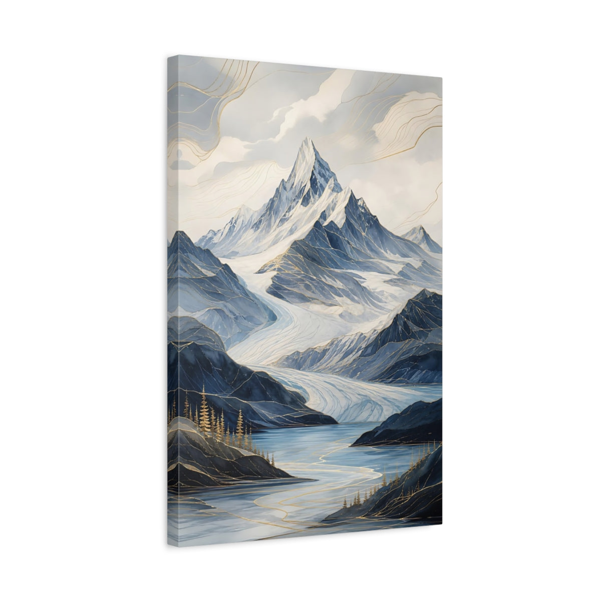 Side Mockup 3. Nature Mountain Landscape Blue Mountain Landscape shown as stretched canvas wall art