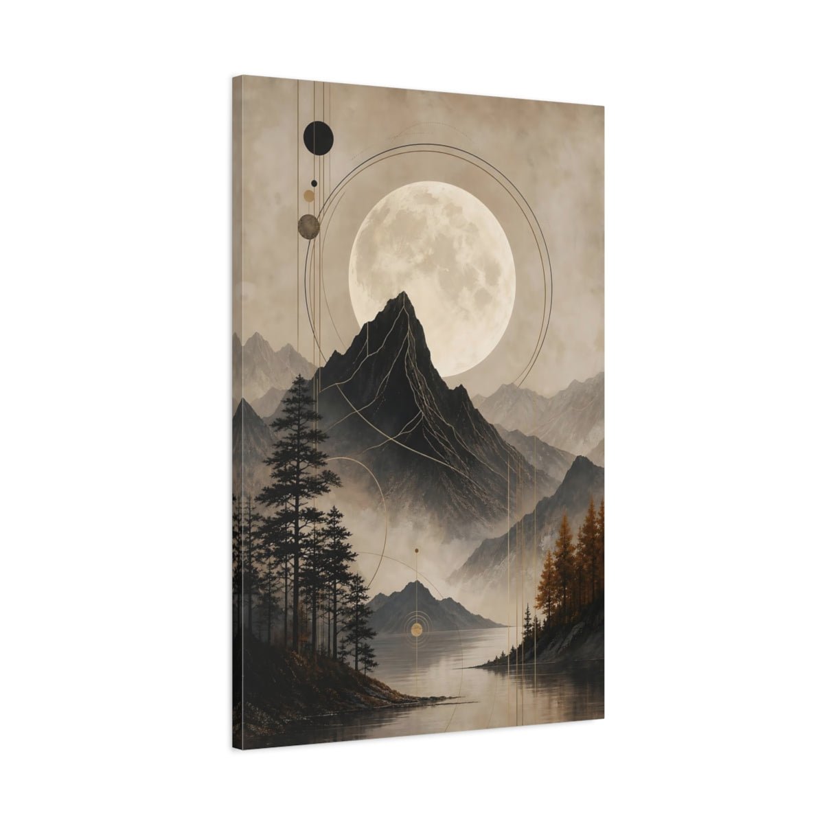 Nature Mountain Landscape Brown And Gold Canvas Wall Art Print – Living Room Decor, Large - YesArtYes