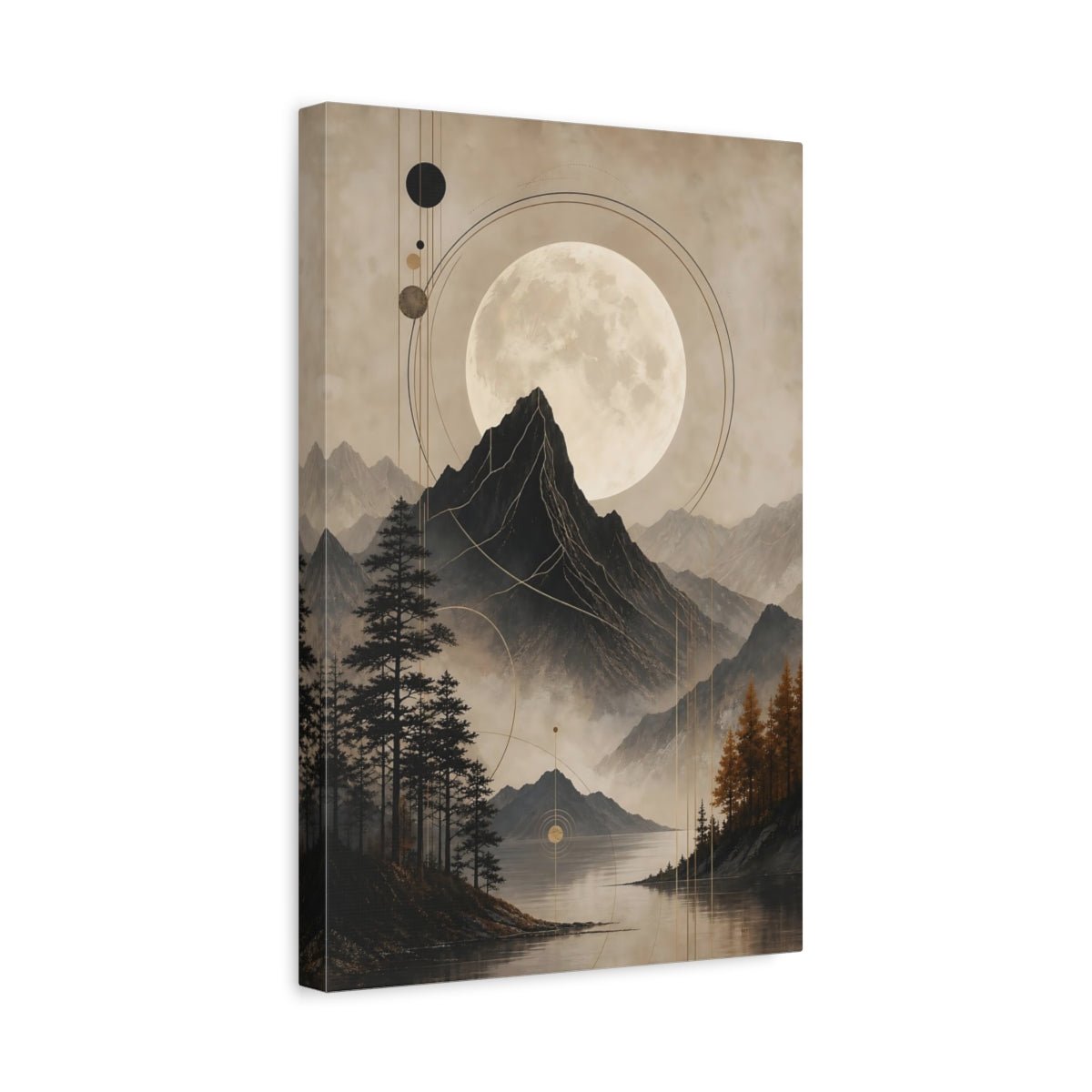 Nature Mountain Landscape Brown And Gold Canvas Wall Art Print – Living Room Decor, Large - YesArtYes