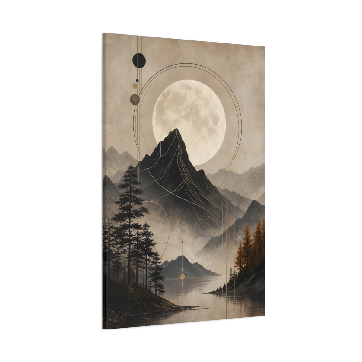 Nature Mountain Landscape Brown And Gold Canvas Wall Art Print – Living Room Decor, Large - YesArtYes