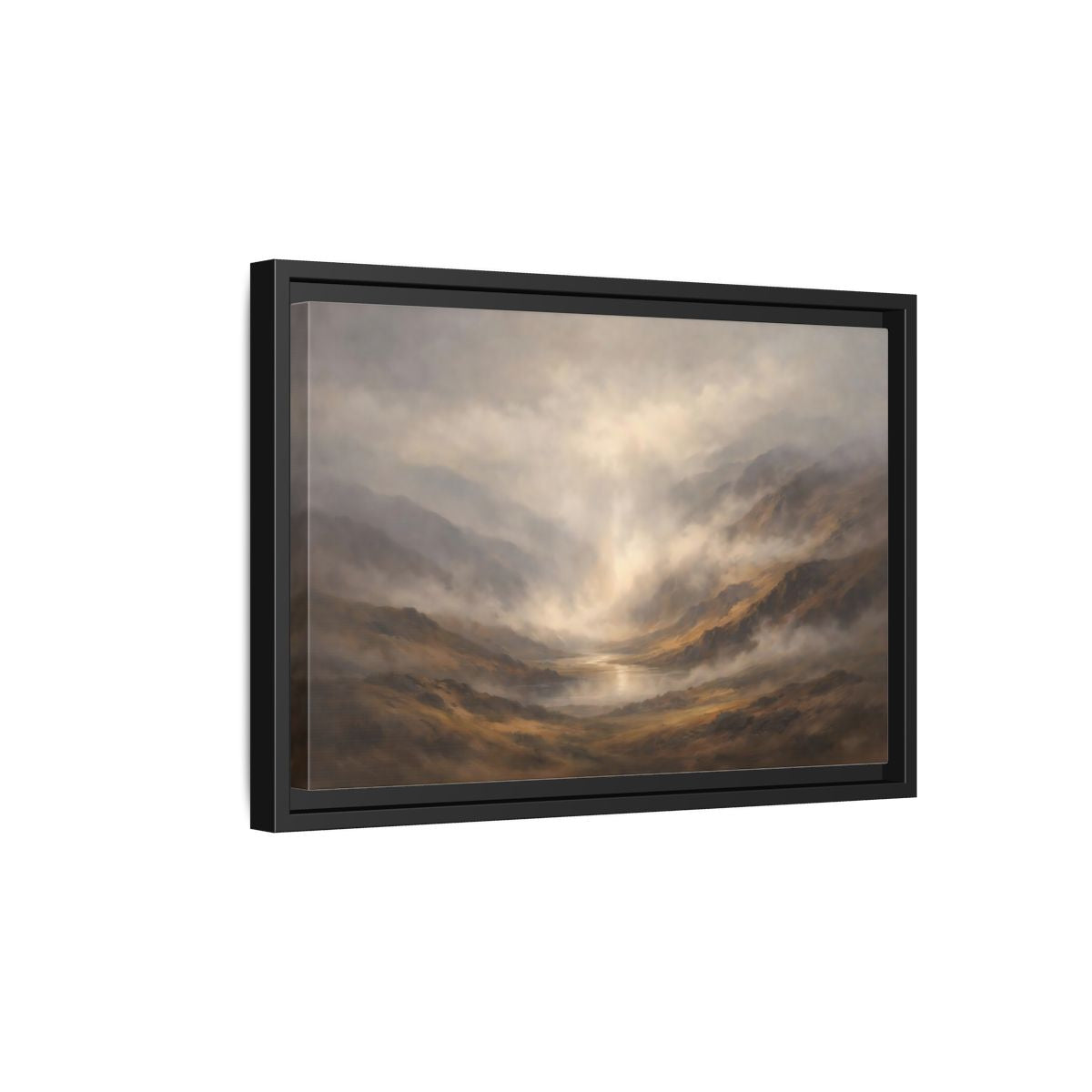 Side Mockup 6. Nature Mountain Landscape Brown And Gray shown as stretched canvas wall art