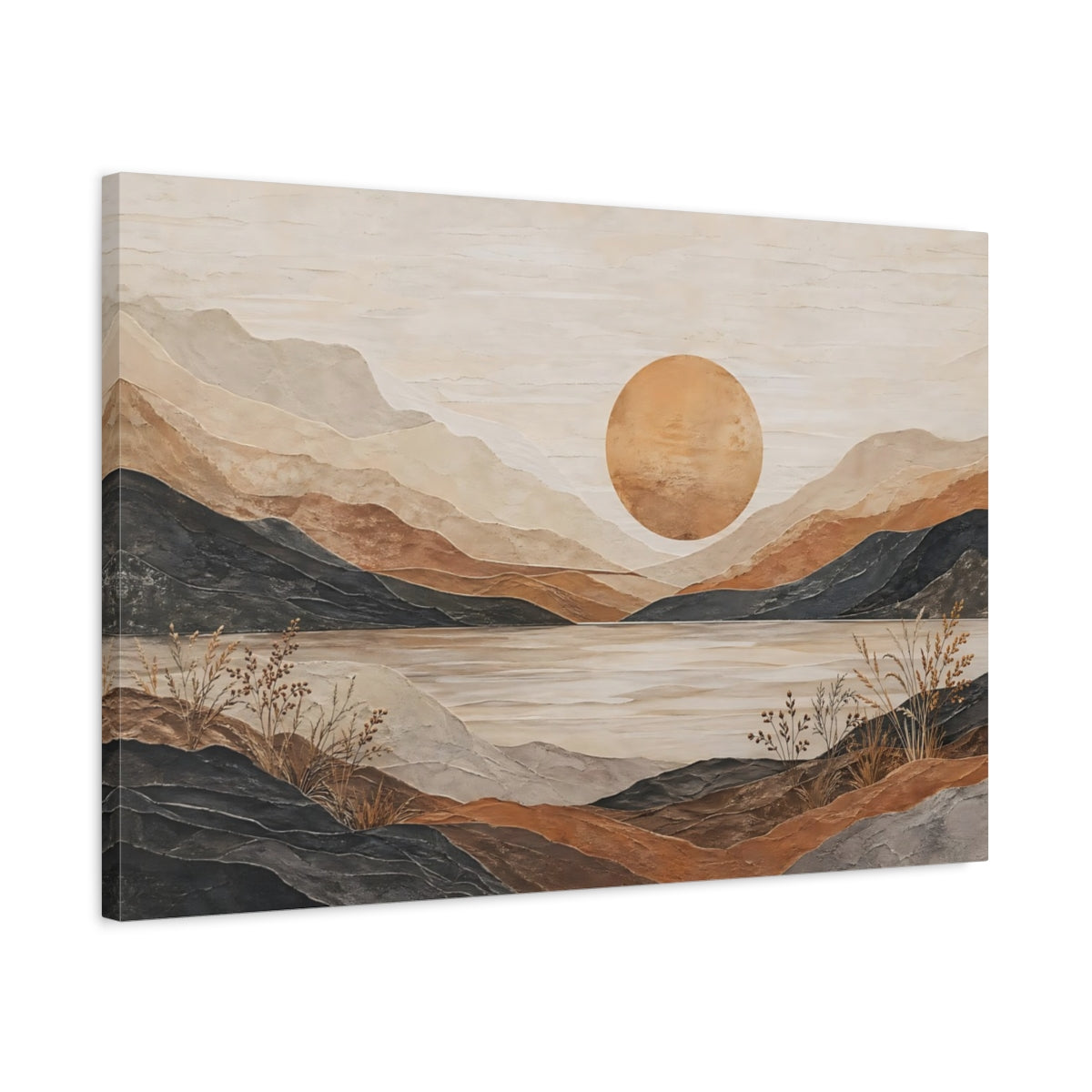 Side Mockup 2. Nature Mountain Landscape Earth Tones Landscape shown as stretched canvas wall art