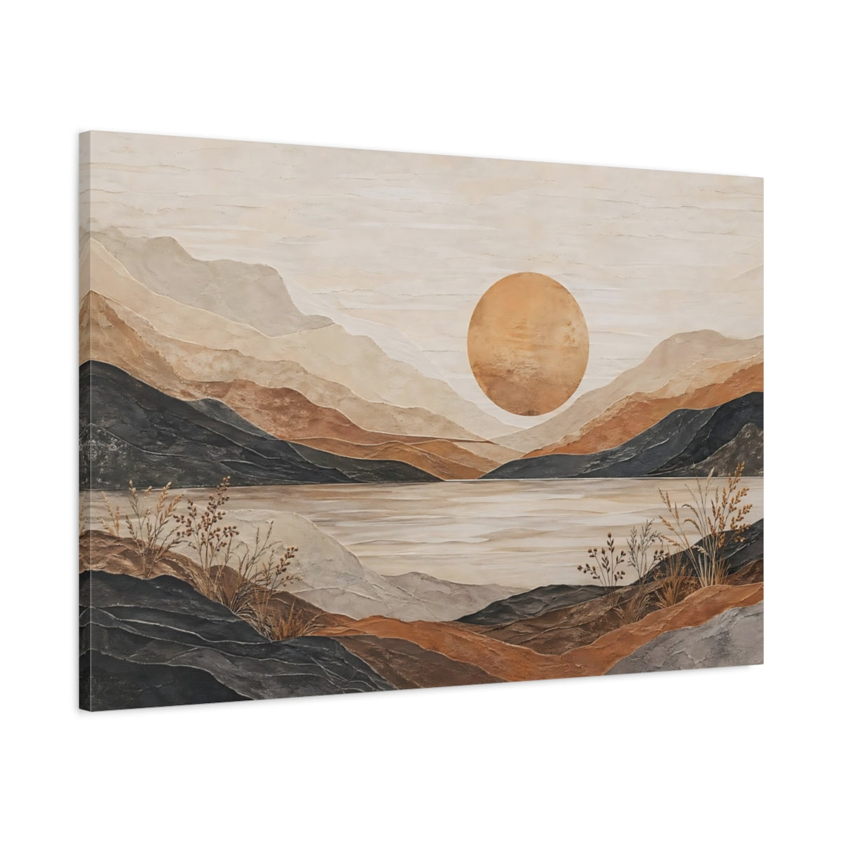 Main Mockup. Nature Mountain Landscape Earth Tones Landscape shown as stretched canvas wall art