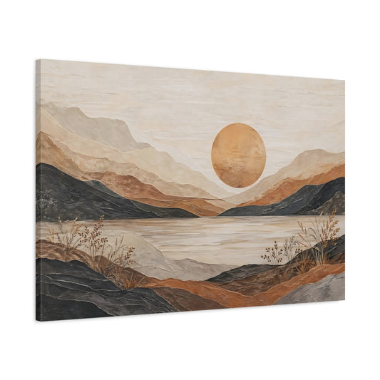 Main Mockup. Nature Mountain Landscape Earth Tones Landscape shown as stretched canvas wall art