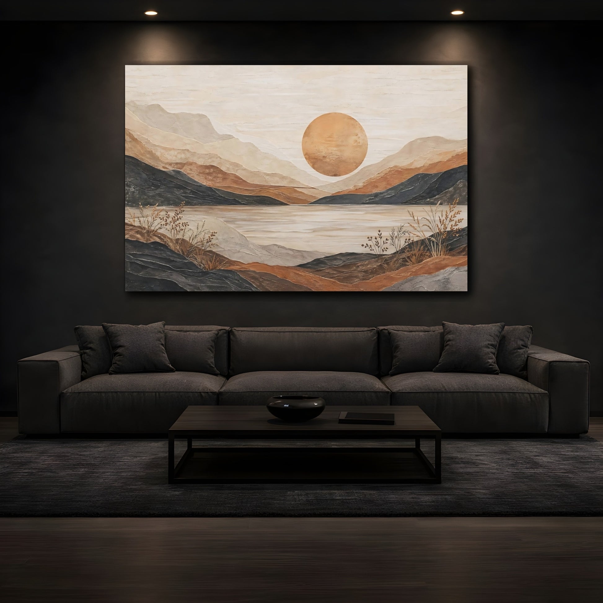 Mockup 4. Nature Mountain Landscape Earth Tones Landscape shown as stretched canvas wall art