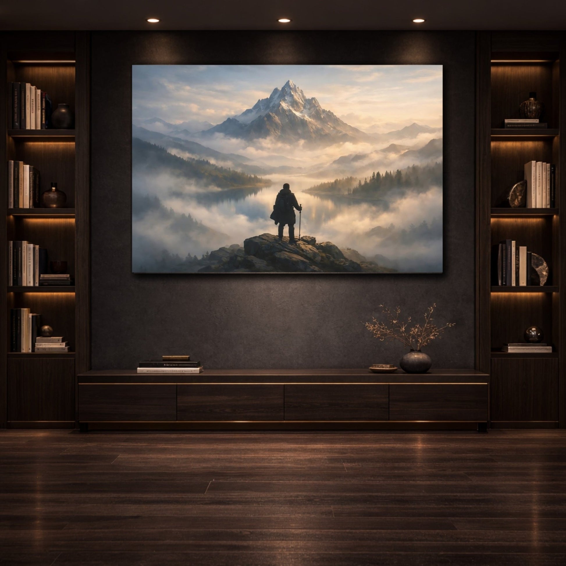 Nature Mountain Landscape Golden Hour - Canvas Wall Art Print - YesArtYes