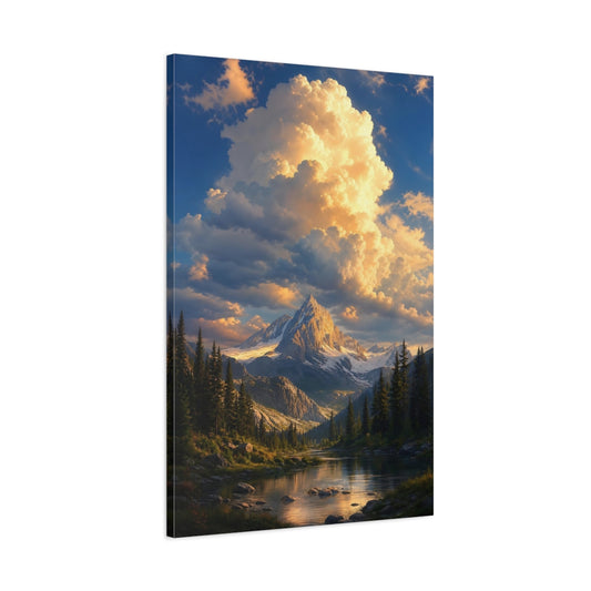 Main Mockup. Nature Mountain Landscape Golden Hour Landscape shown as stretched canvas wall art