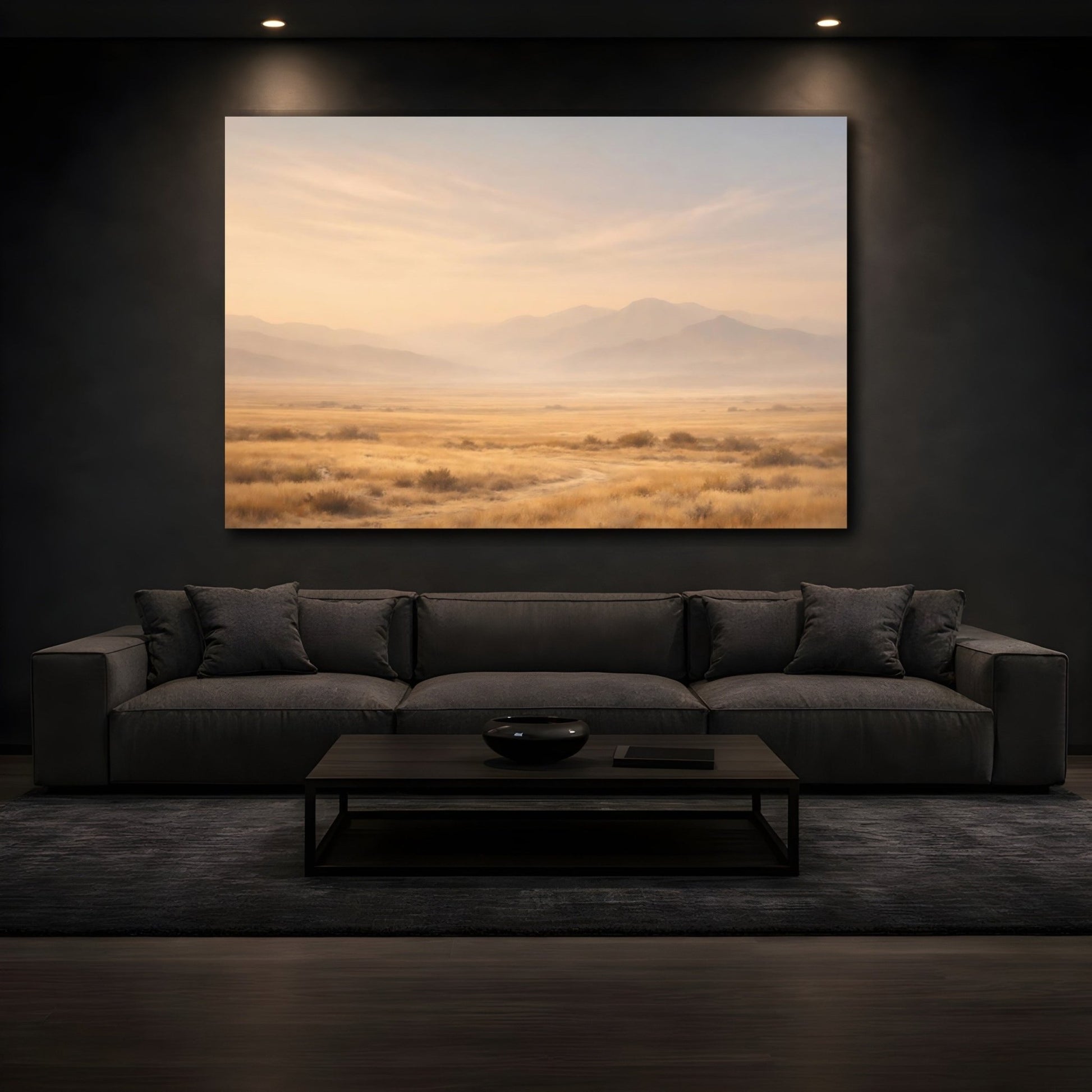 Nature Mountain Landscape Golden Hues - Canvas Wall Art Print - YesArtYes