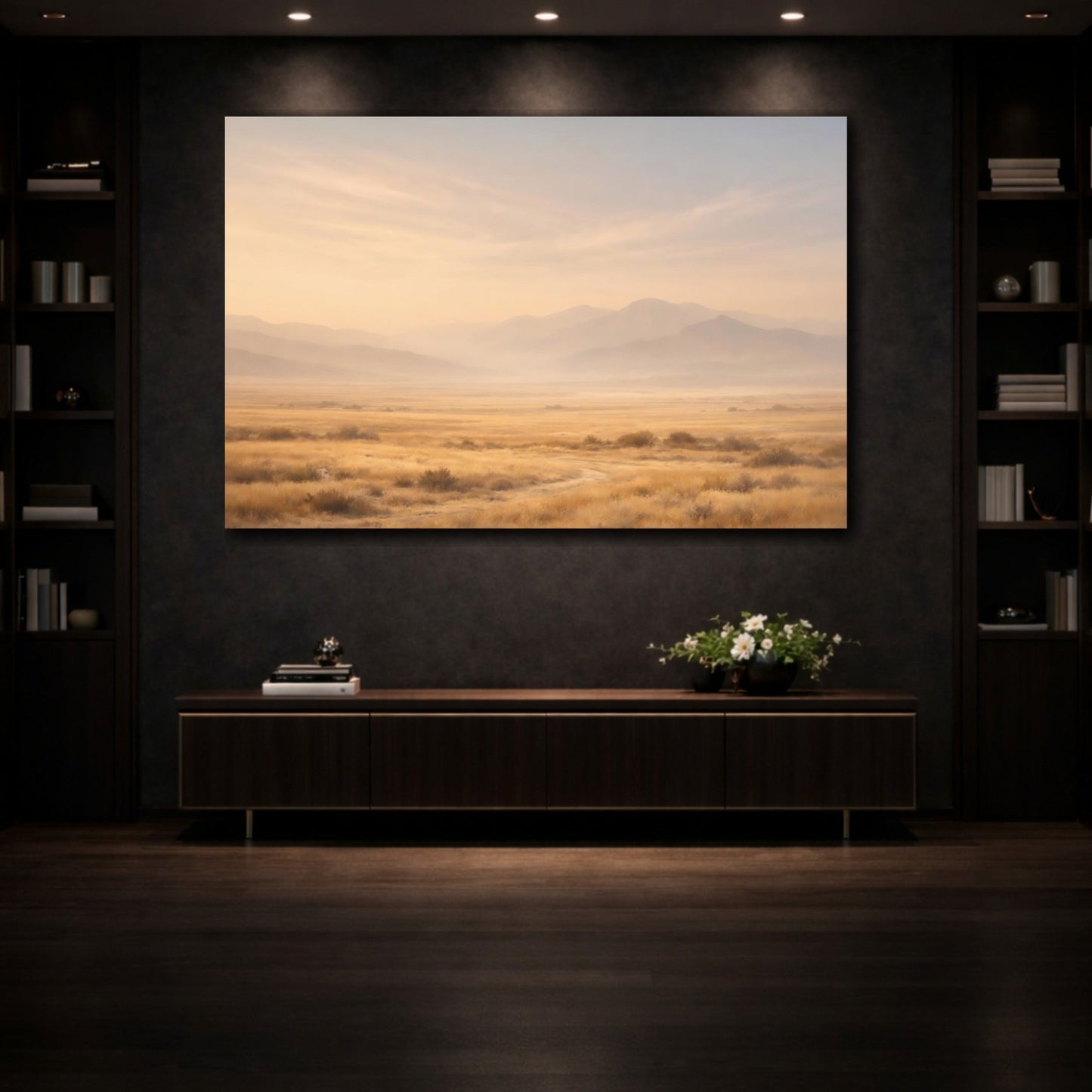 Nature Mountain Landscape Golden Hues - Canvas Wall Art Print - YesArtYes