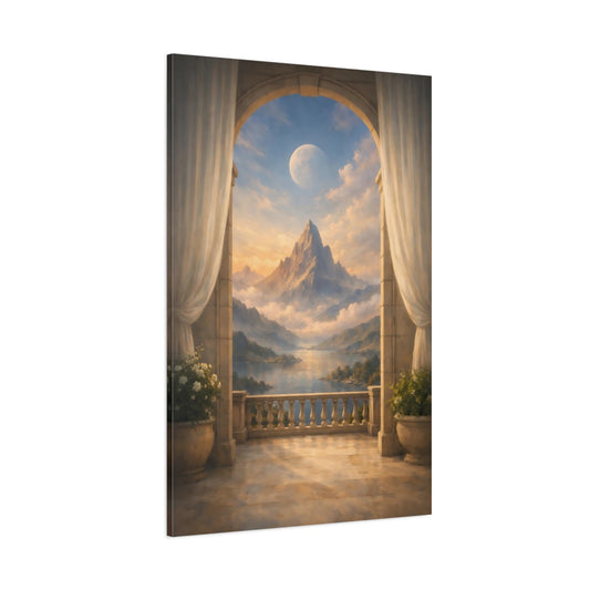 Nature Mountain Landscape Golden Mountain View shown as stretched canvas wall art