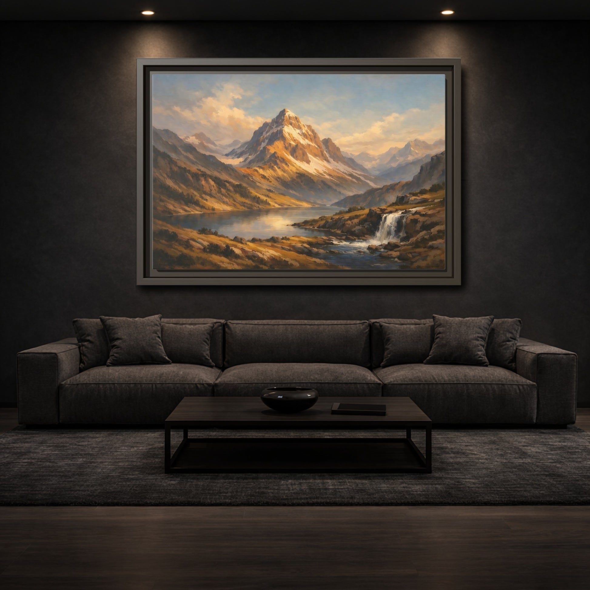 Mockup 2. Nature Mountain Landscape Mountain Lake Landscape shown as stretched canvas wall art