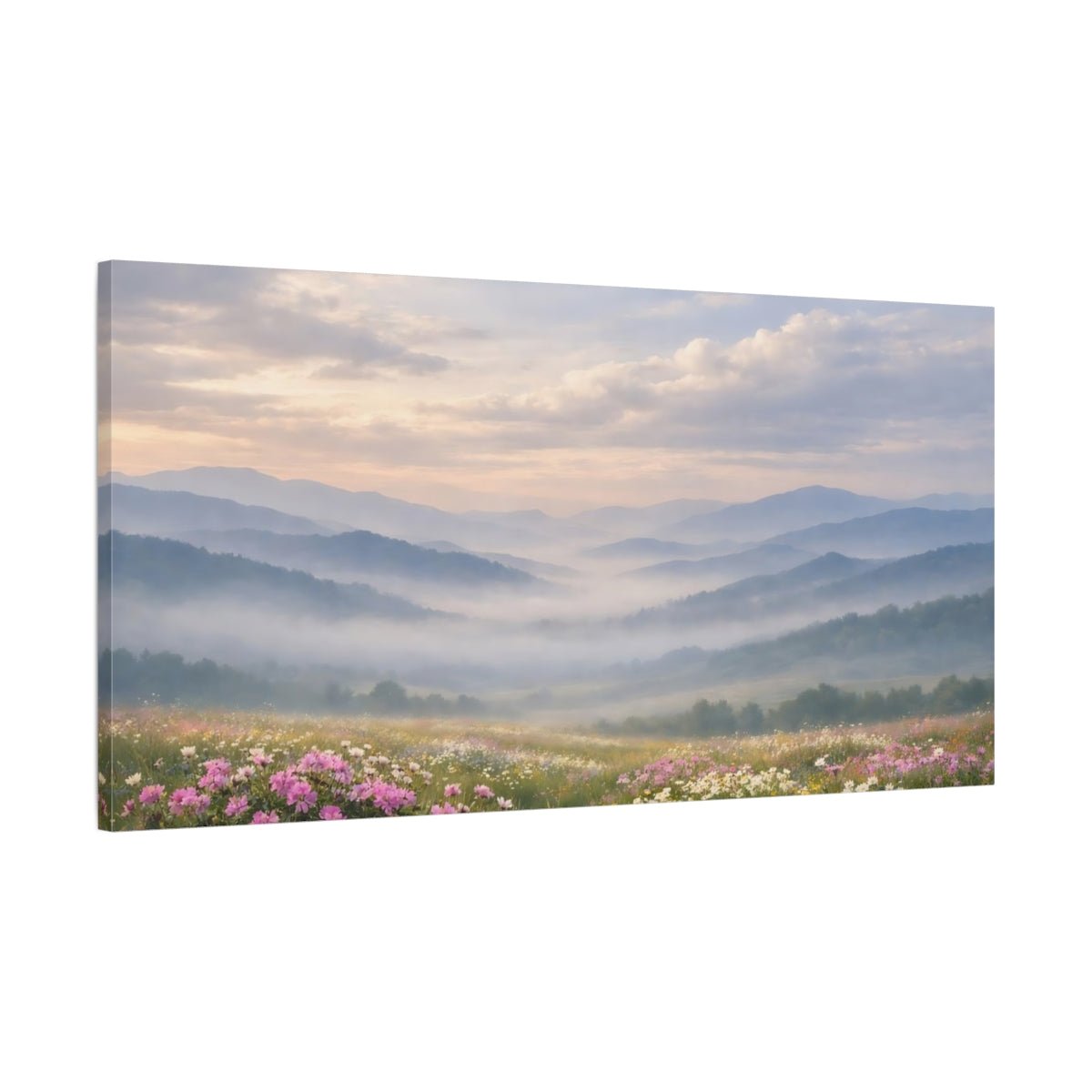 Nature Mountain Landscape Pastel Meadow - Canvas Wall Art Print - YesArtYes