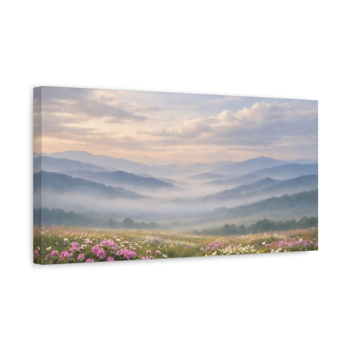 Nature Mountain Landscape Pastel Meadow - Canvas Wall Art Print - YesArtYes