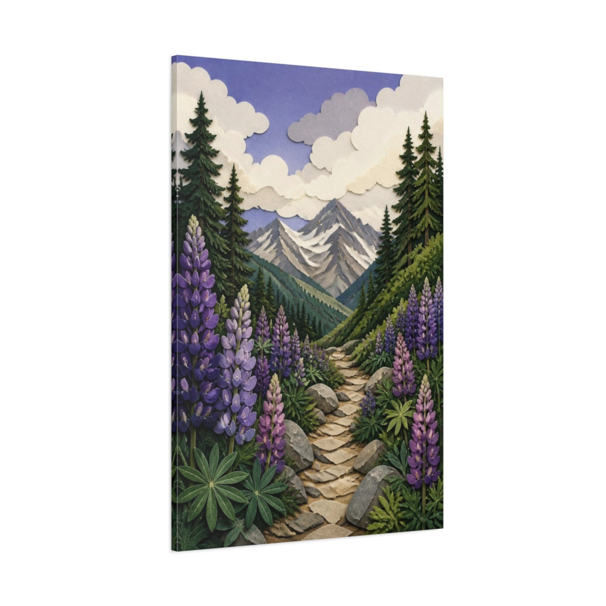 Side Mockup 1. Nature Mountain Lupines shown as canvas print