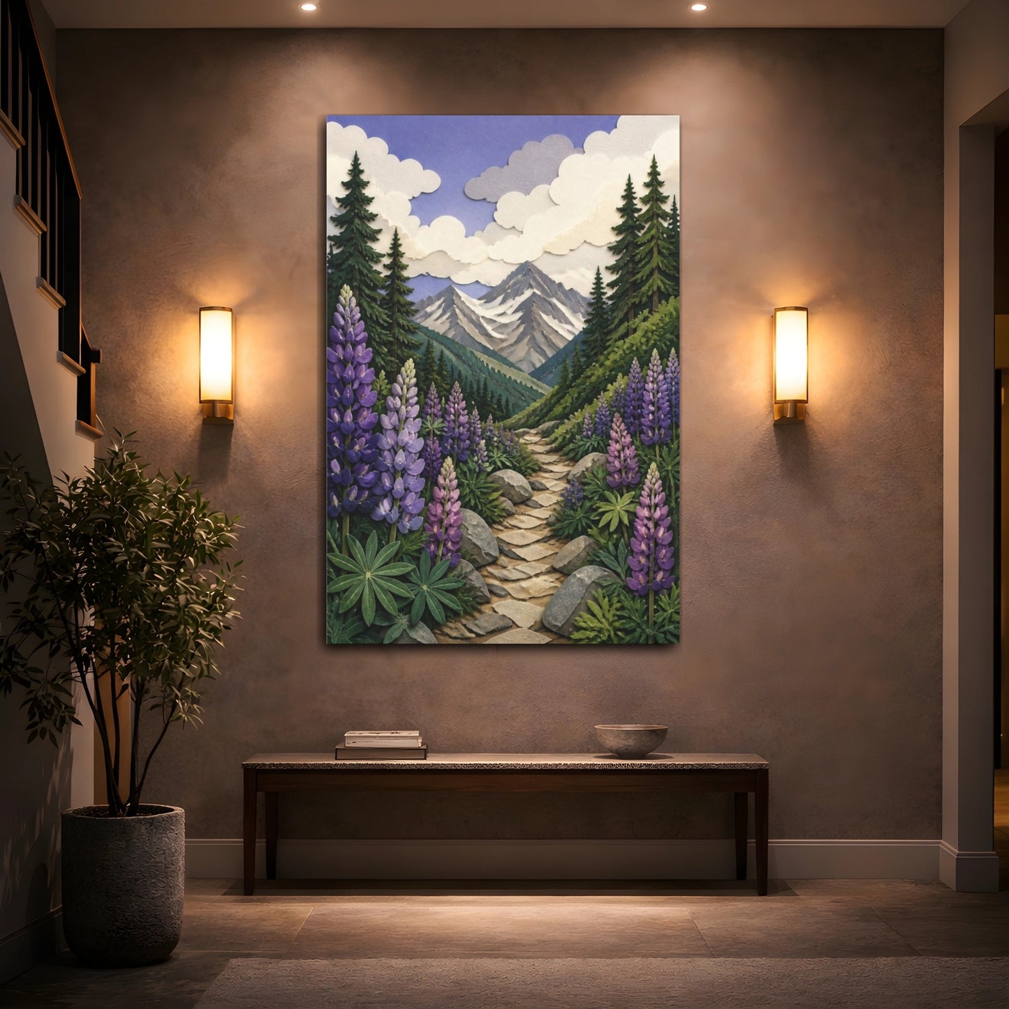Mockup 2. Nature Mountain Lupines shown as canvas print