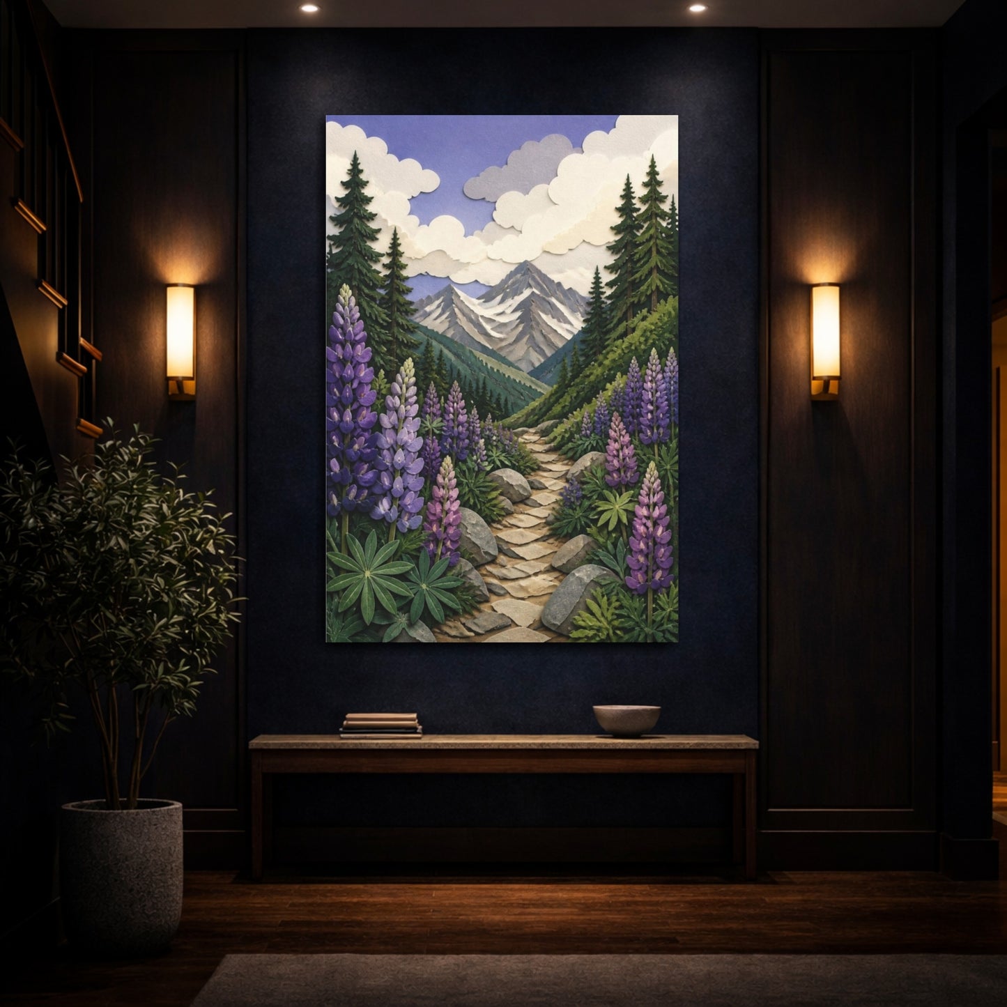 Mockup 4. Nature Mountain Lupines shown as canvas print