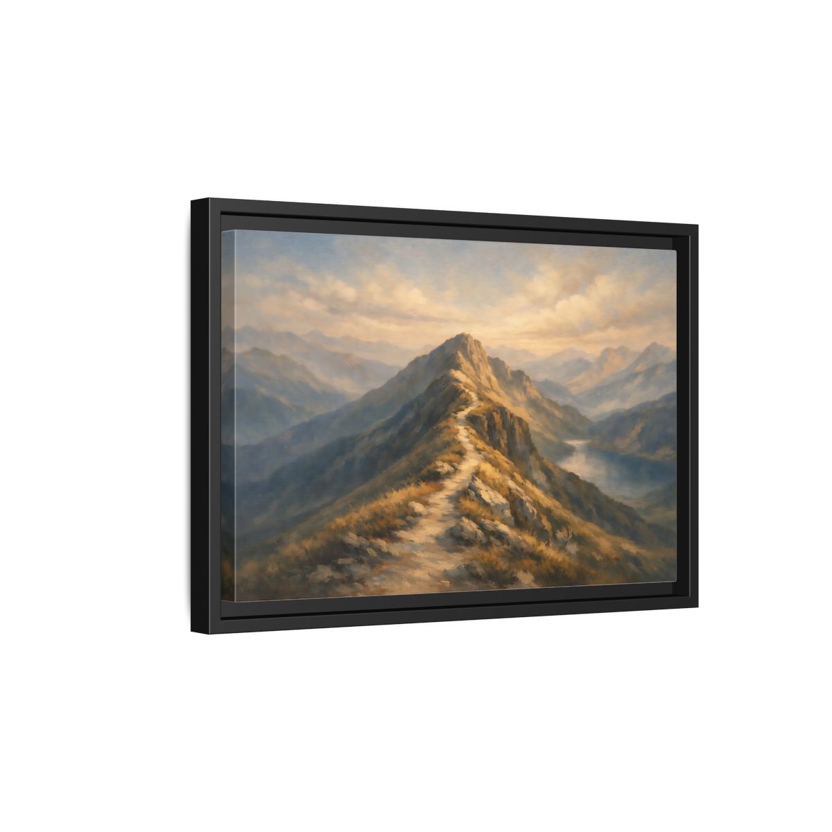 Side Mockup 6. Nature Mountain Path Golden Mountain shown as stretched canvas wall art