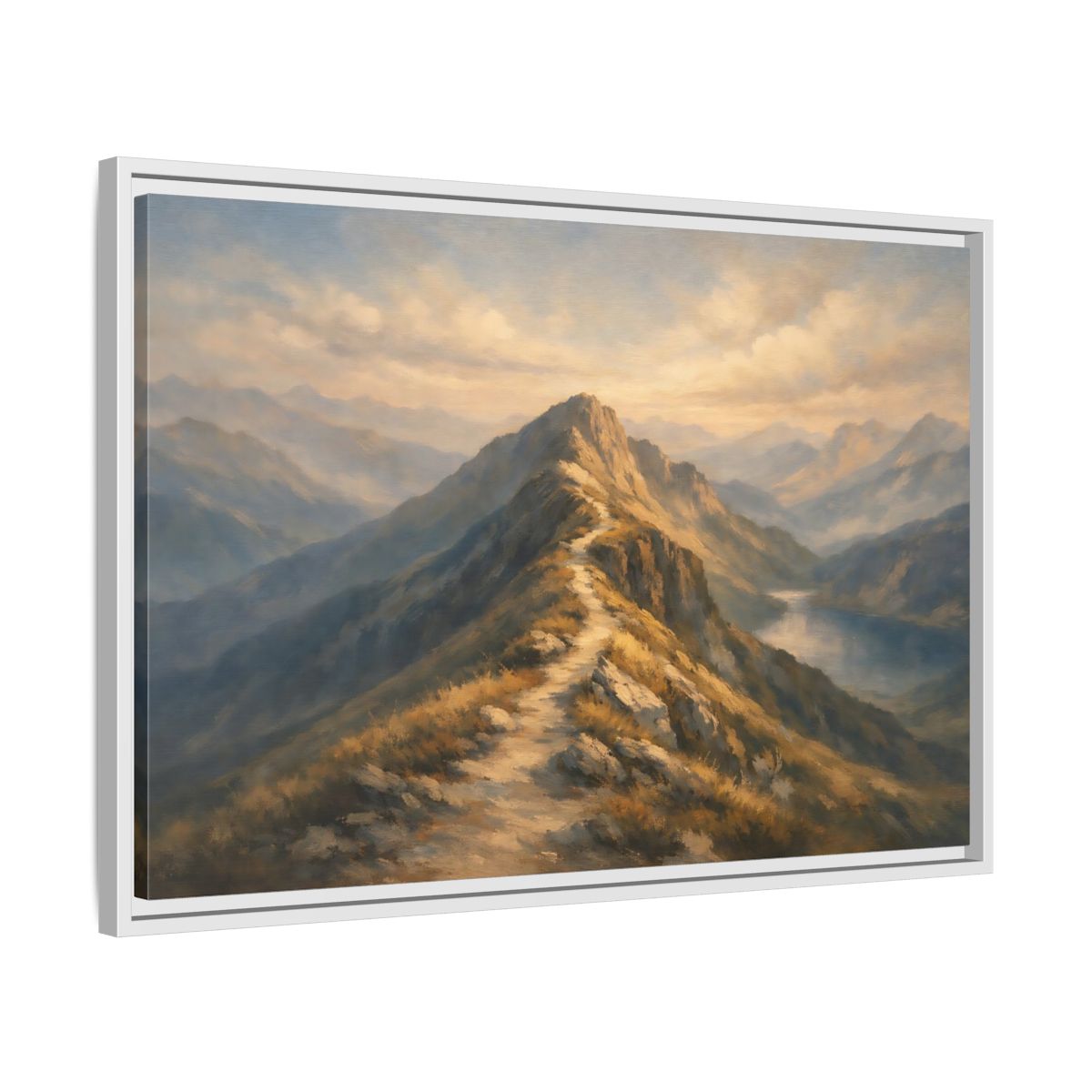 Side Mockup 10. Nature Mountain Path Golden Mountain shown as stretched canvas wall art