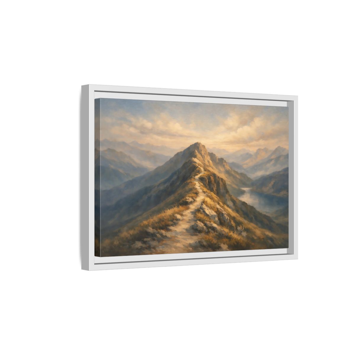 Side Mockup 4. Nature Mountain Path Golden Mountain shown as stretched canvas wall art