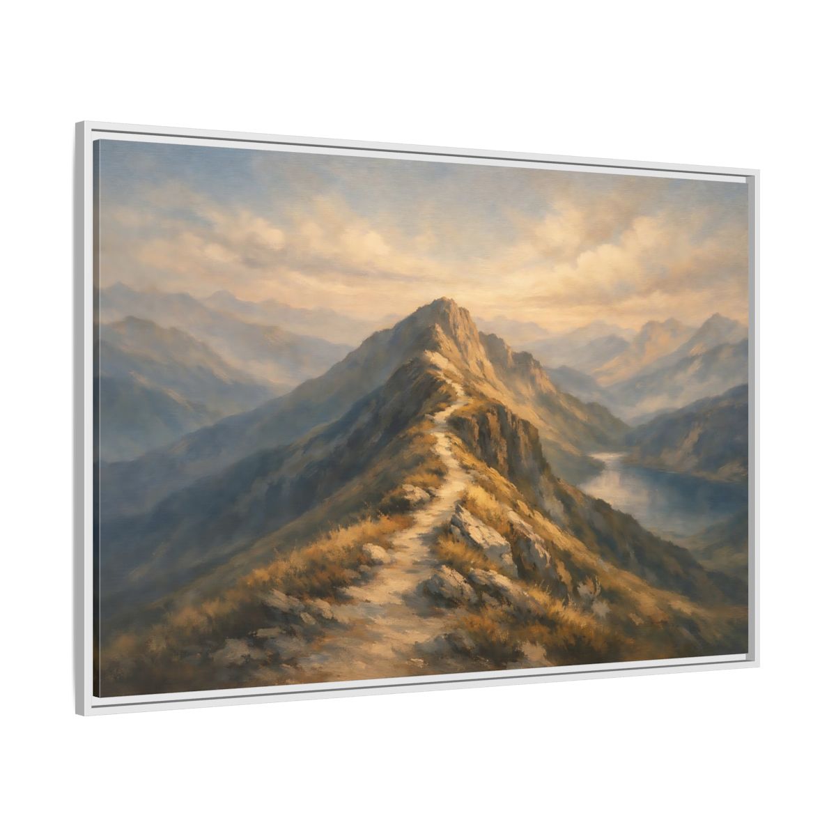 Side Mockup 7. Nature Mountain Path Golden Mountain shown as stretched canvas wall art