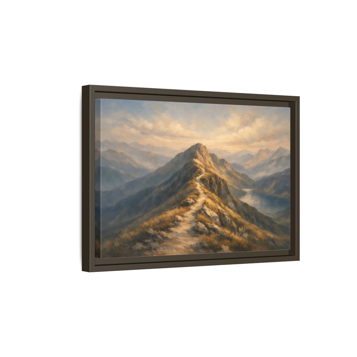 Side Mockup 5. Nature Mountain Path Golden Mountain shown as stretched canvas wall art