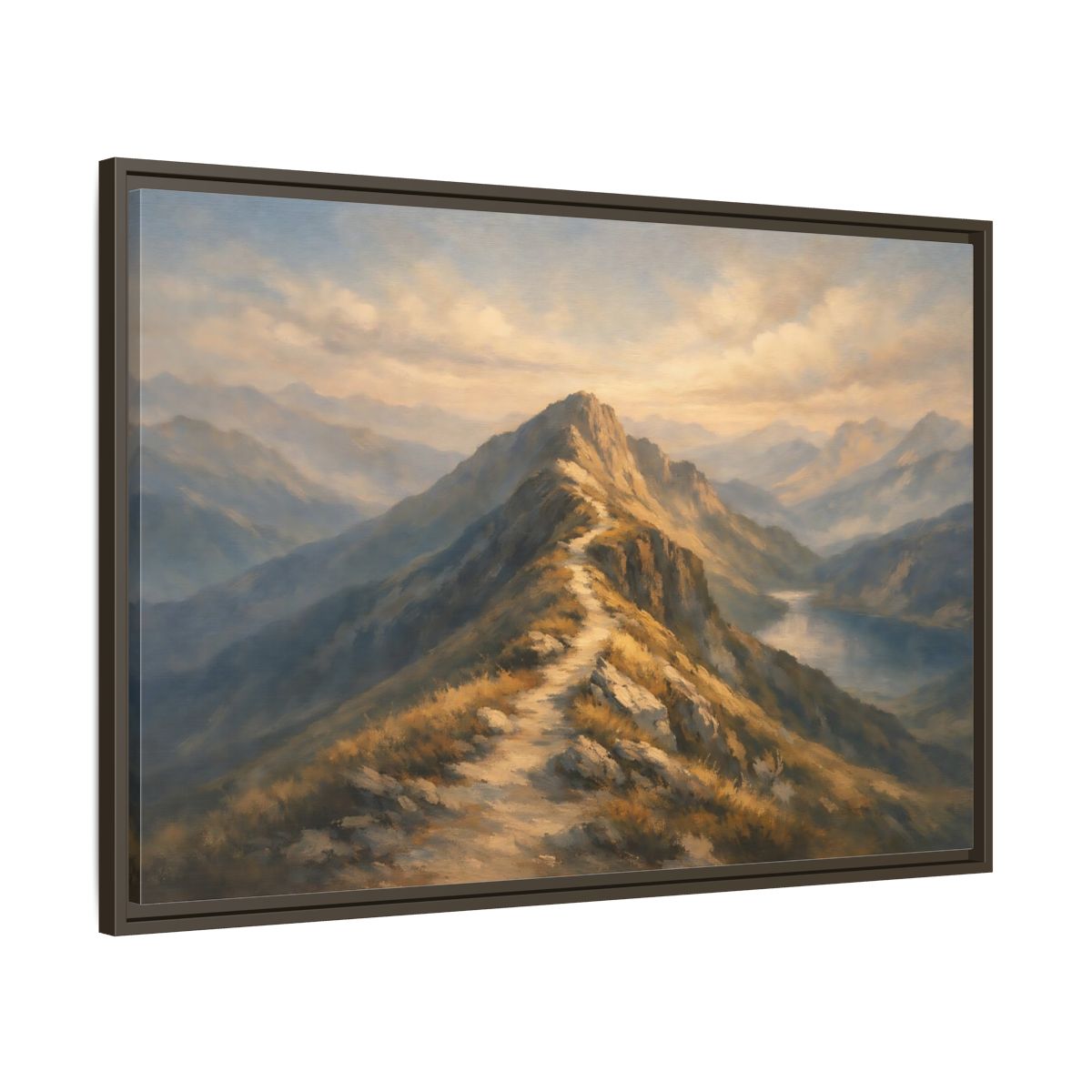 Side Mockup 9. Nature Mountain Path Golden Mountain shown as stretched canvas wall art