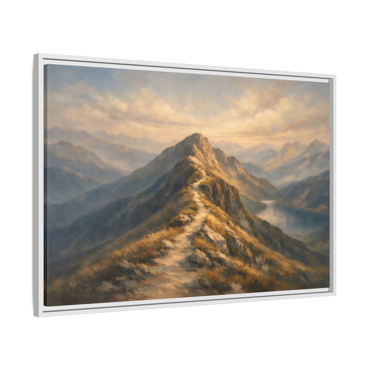 Side Mockup 8. Nature Mountain Path Golden Mountain shown as stretched canvas wall art