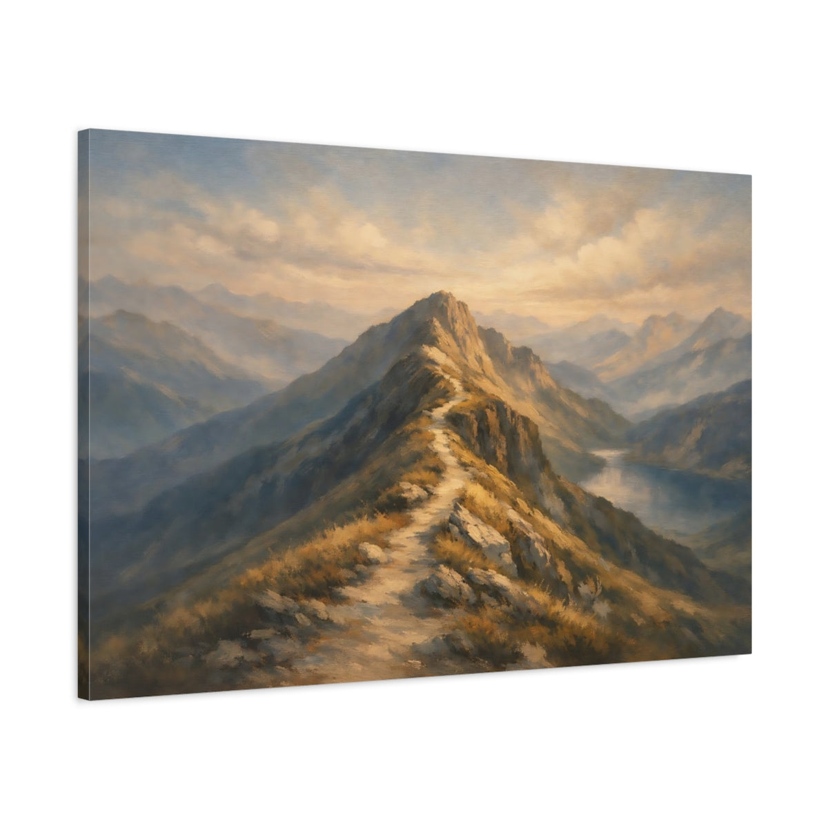 Side Mockup 1. Nature Mountain Path Mountain Landscape shown as stretched canvas wall art
