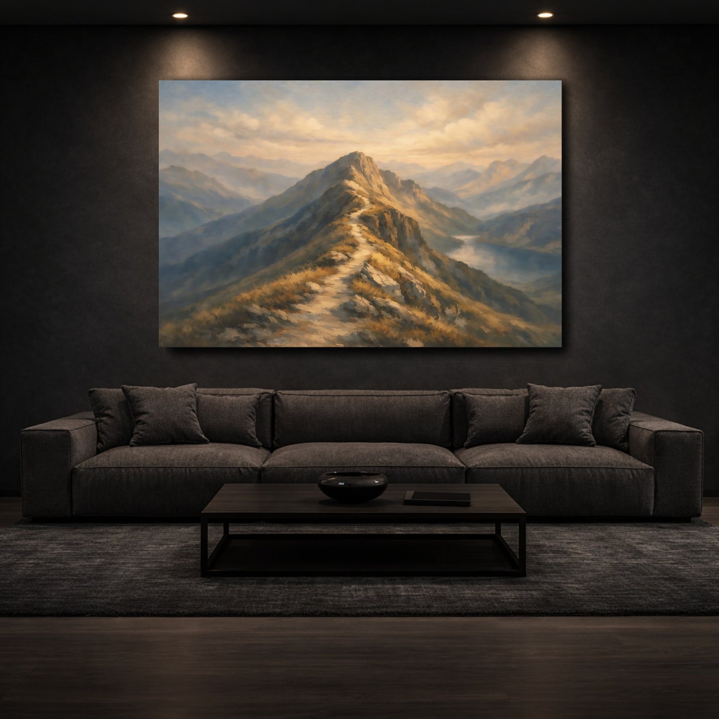 Mockup 2. Nature Mountain Path Mountain Landscape shown as stretched canvas wall art