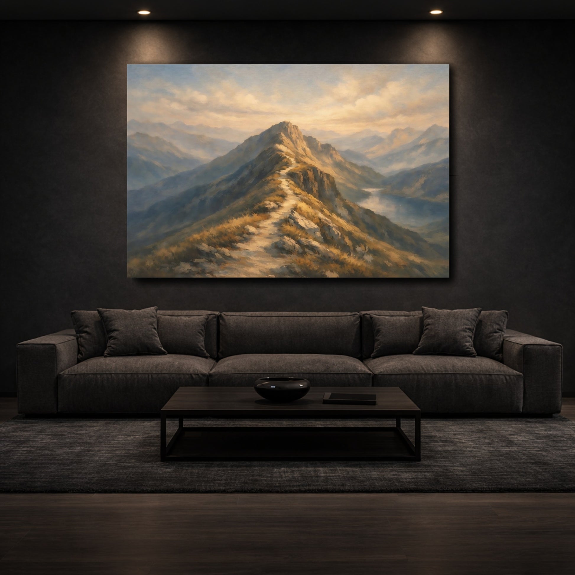 Mockup 2. Nature Mountain Path Mountain Landscape shown as stretched canvas wall art