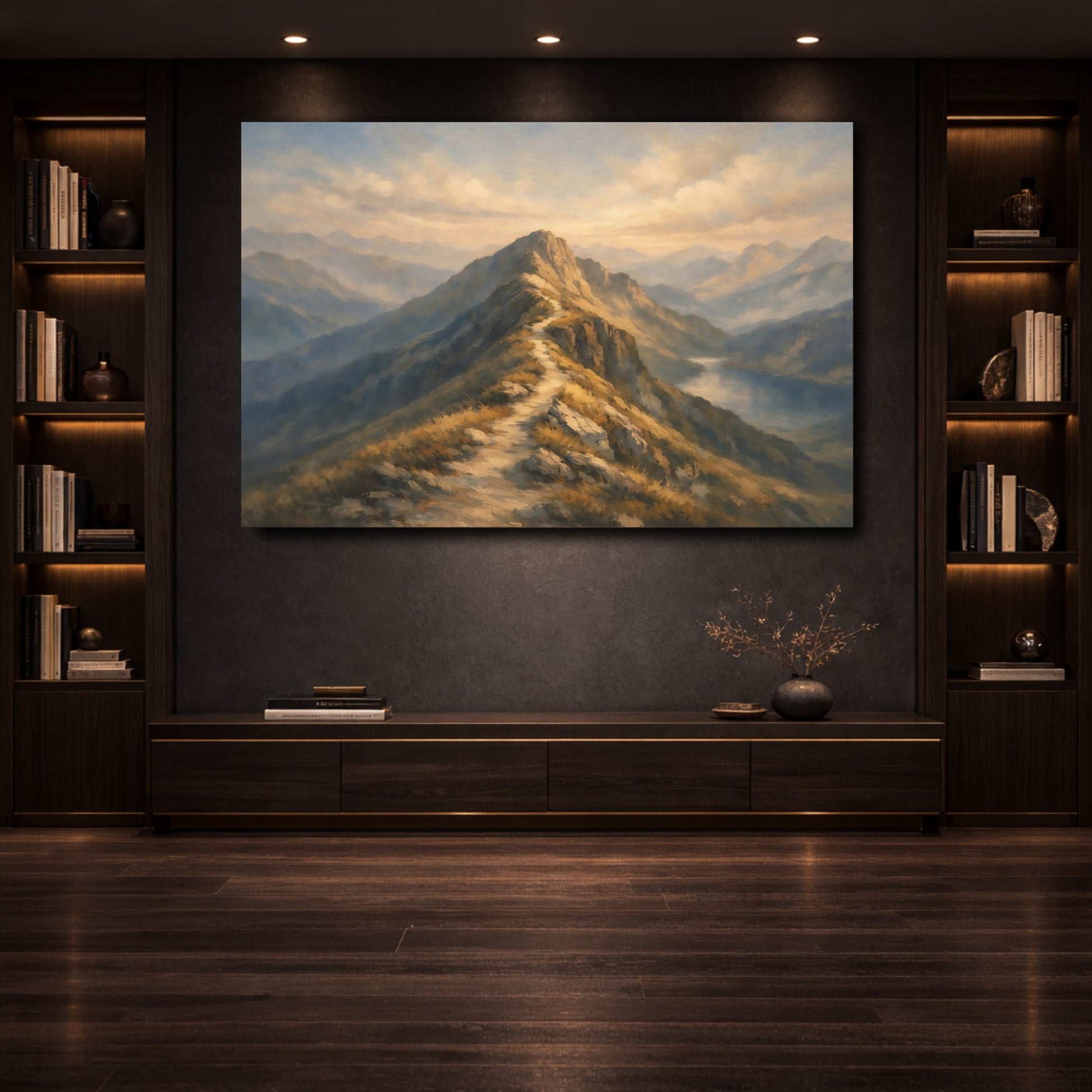 Mockup 3. Nature Mountain Path Mountain Landscape shown as stretched canvas wall art