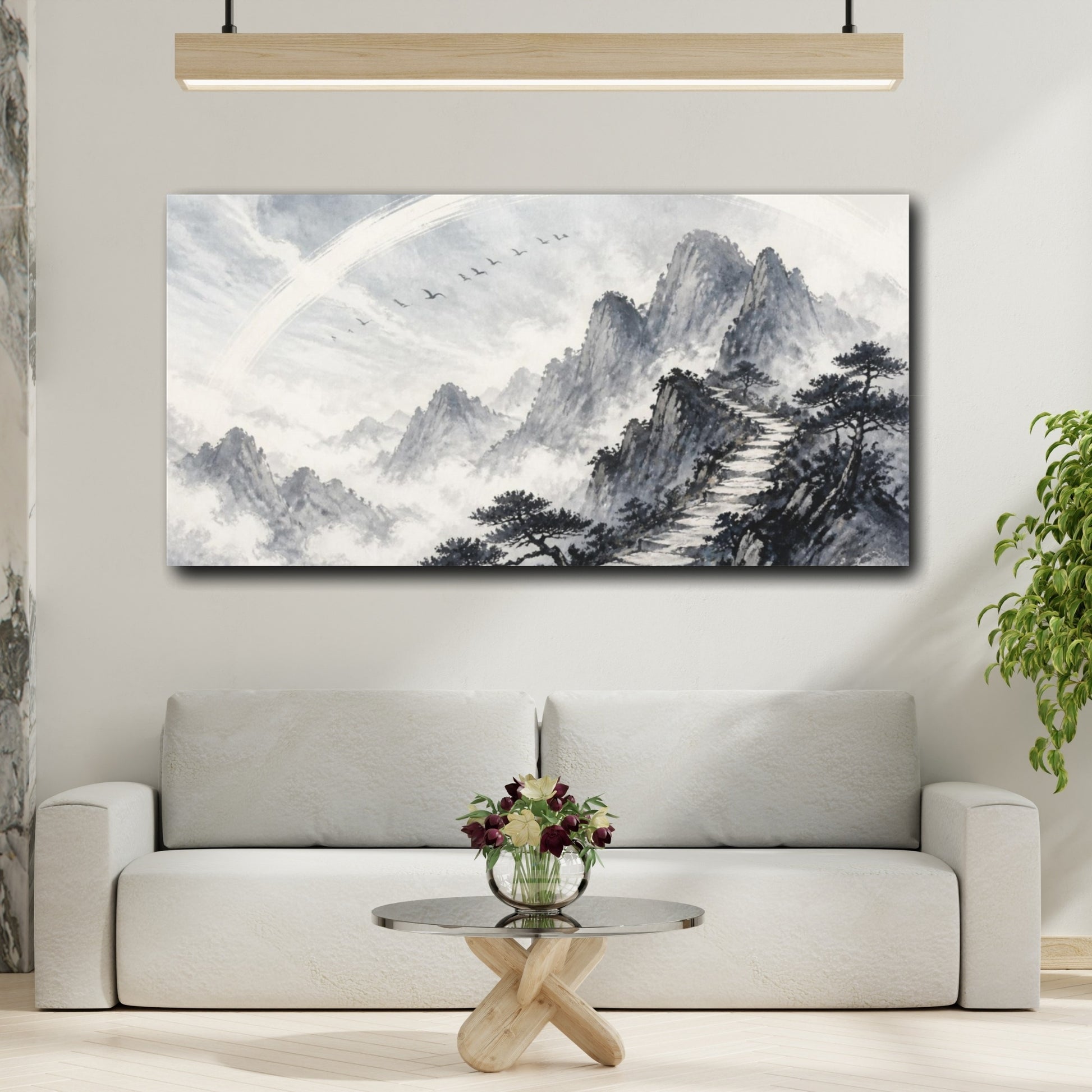 Mockup 2. Nature Mountain Path shown as canvas print