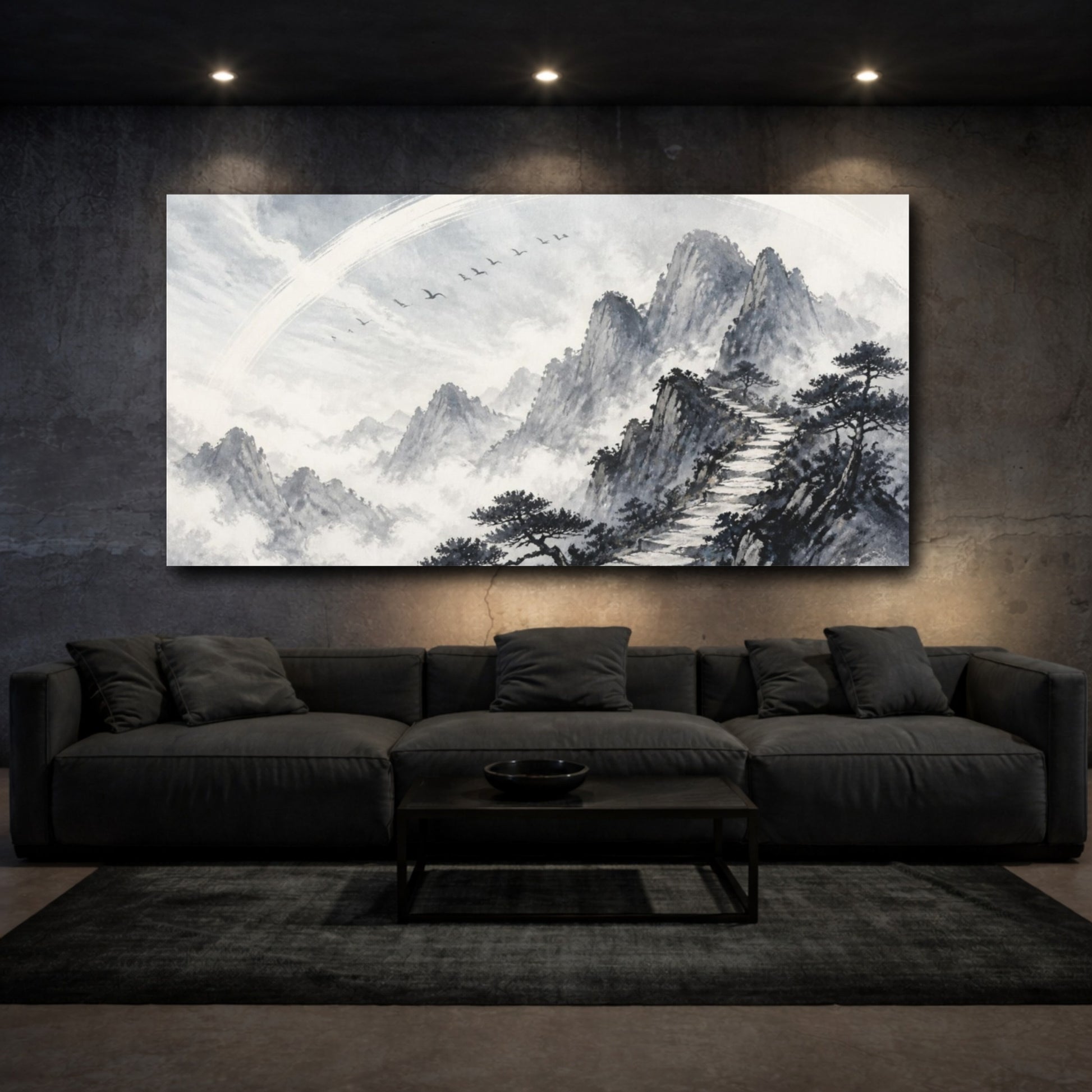Mockup 3. Nature Mountain Path shown as canvas print