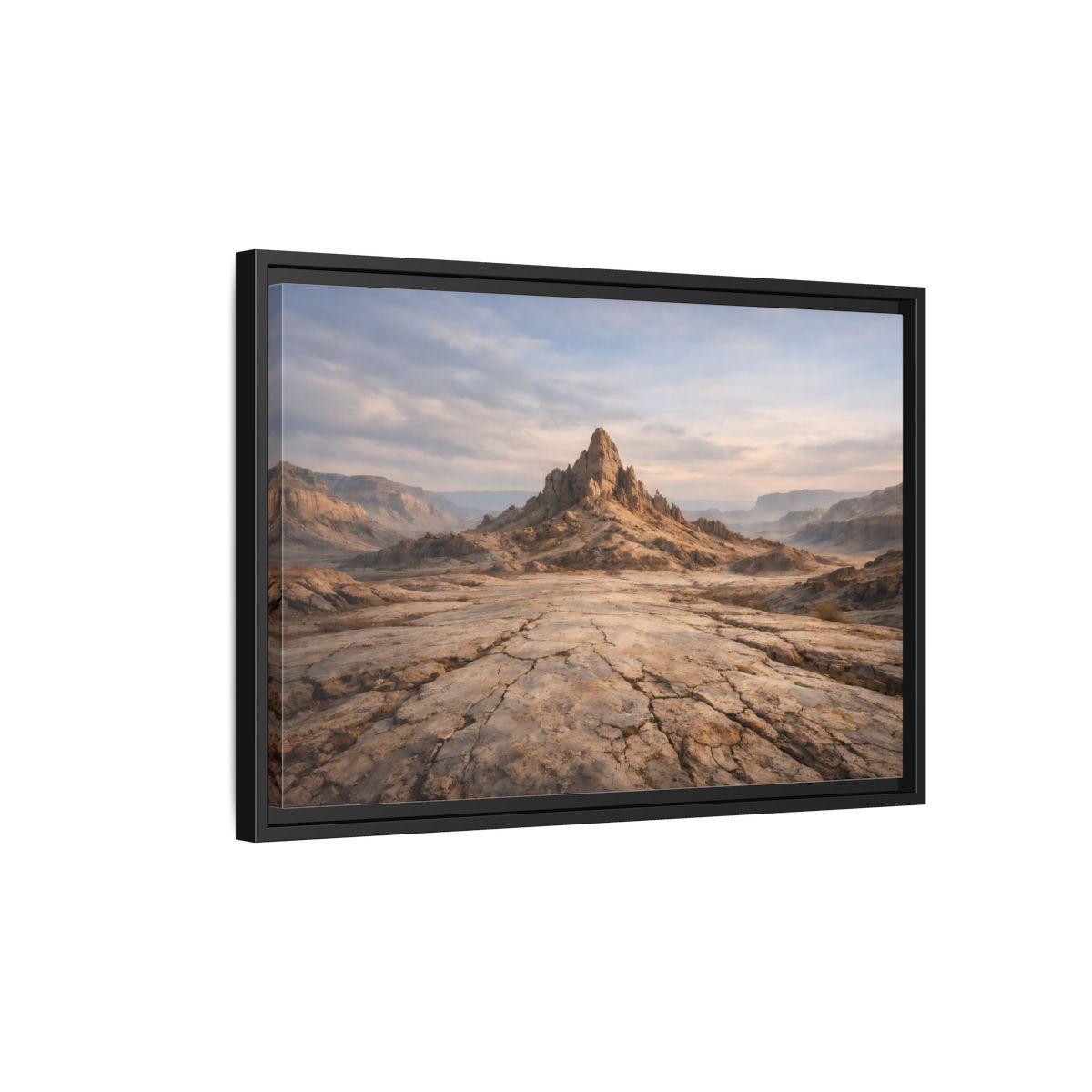 Side Mockup 3. Nature Mountain Peak Desert Landscape shown as stretched canvas wall art